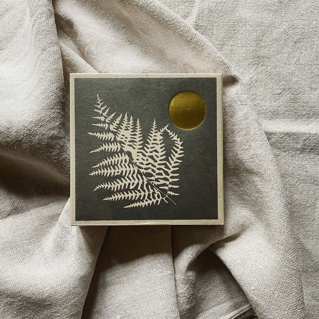 fern printed match box with white tipped matches