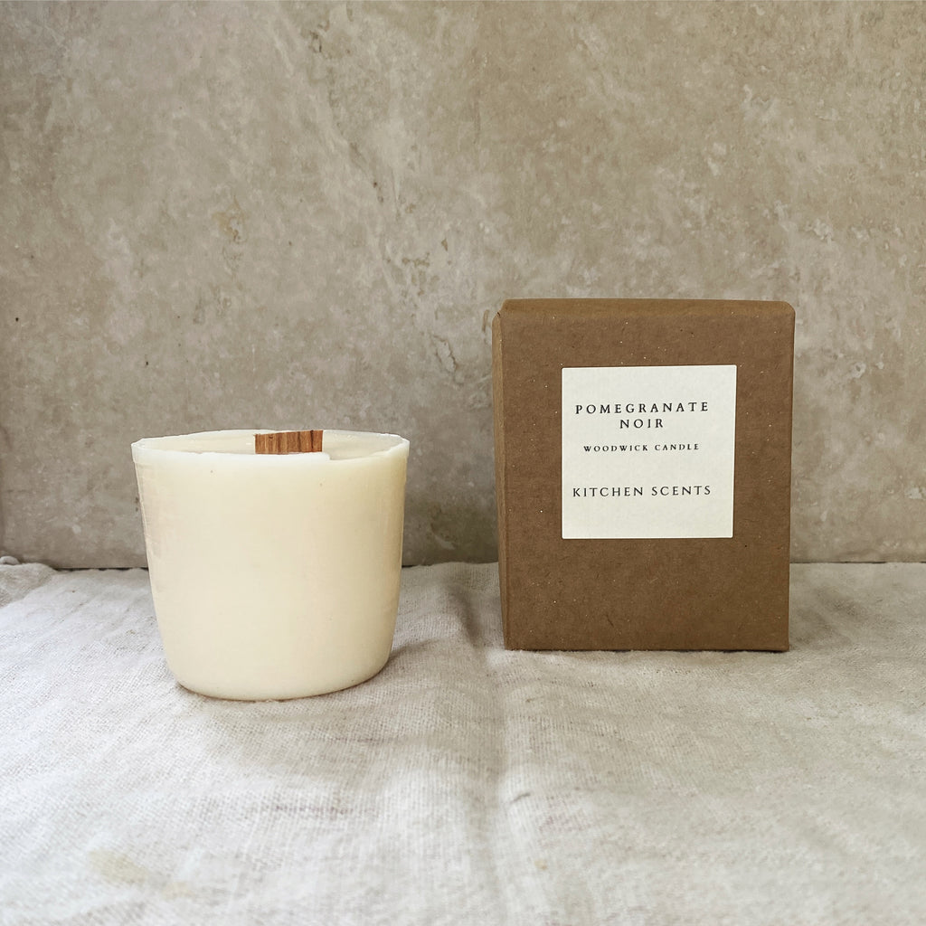 pomegranate noir scented soy wax wood wick candle refill