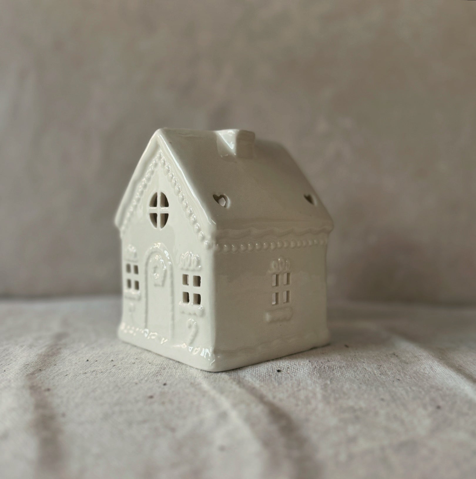 White Gingerbread House Tea Light Holder