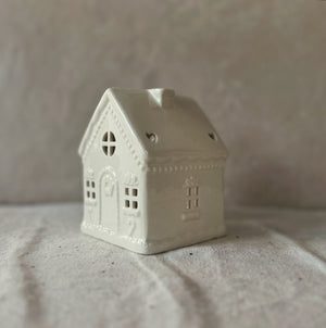 White Gingerbread House Tea Light Holder