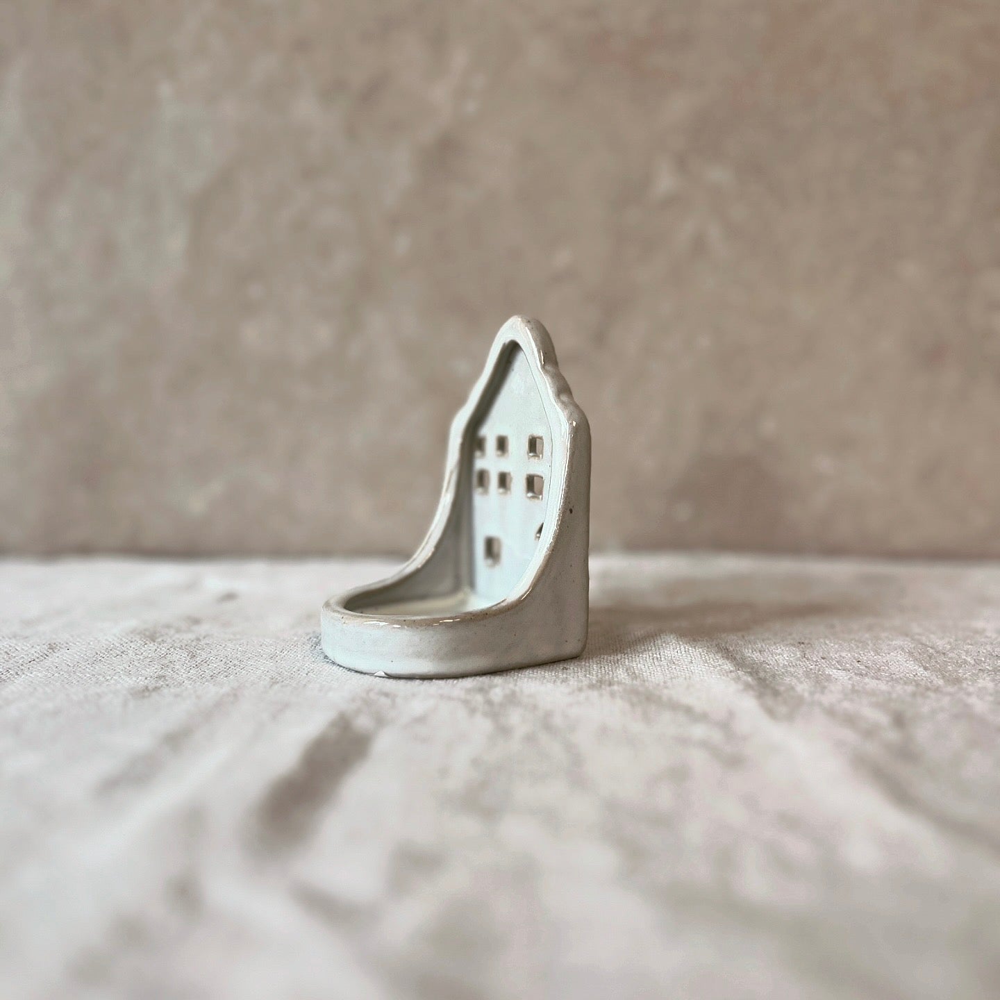 Natural Ceramic House Tea Light Holder