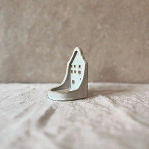 Natural Ceramic House Tea Light Holder