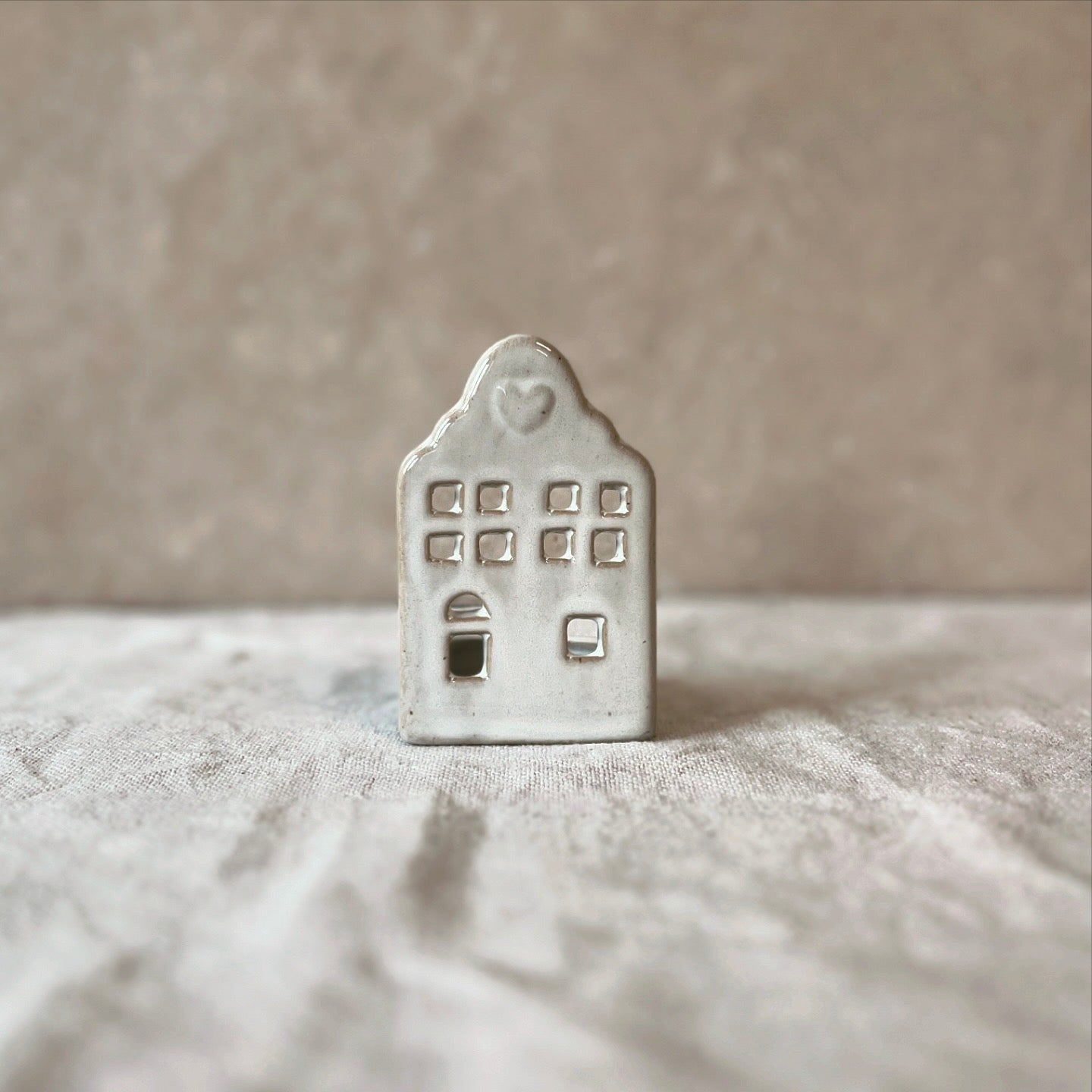 Natural Ceramic House Tea Light Holder
