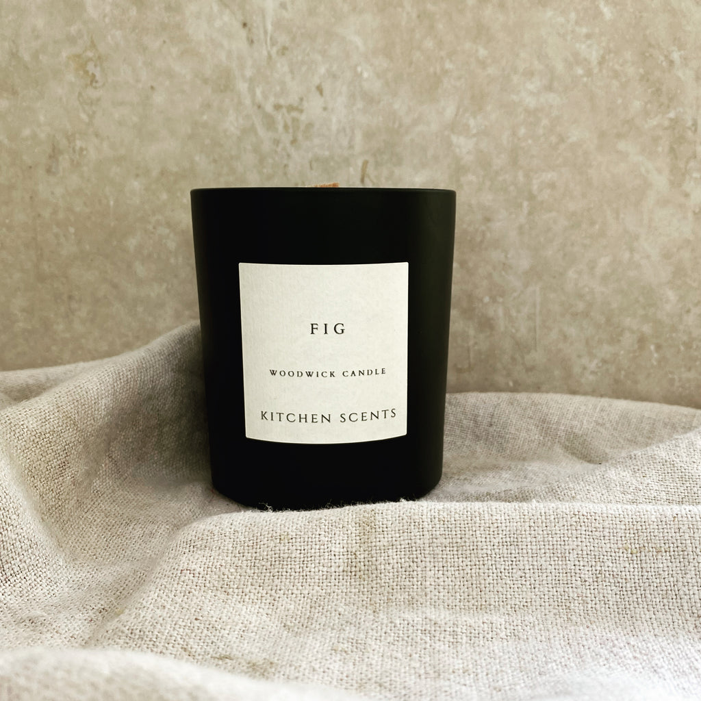 fig scented soy wax wood wick candle