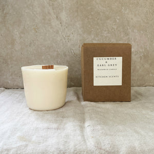 cucumber and earl grey scented soy wax wood wick candle refill