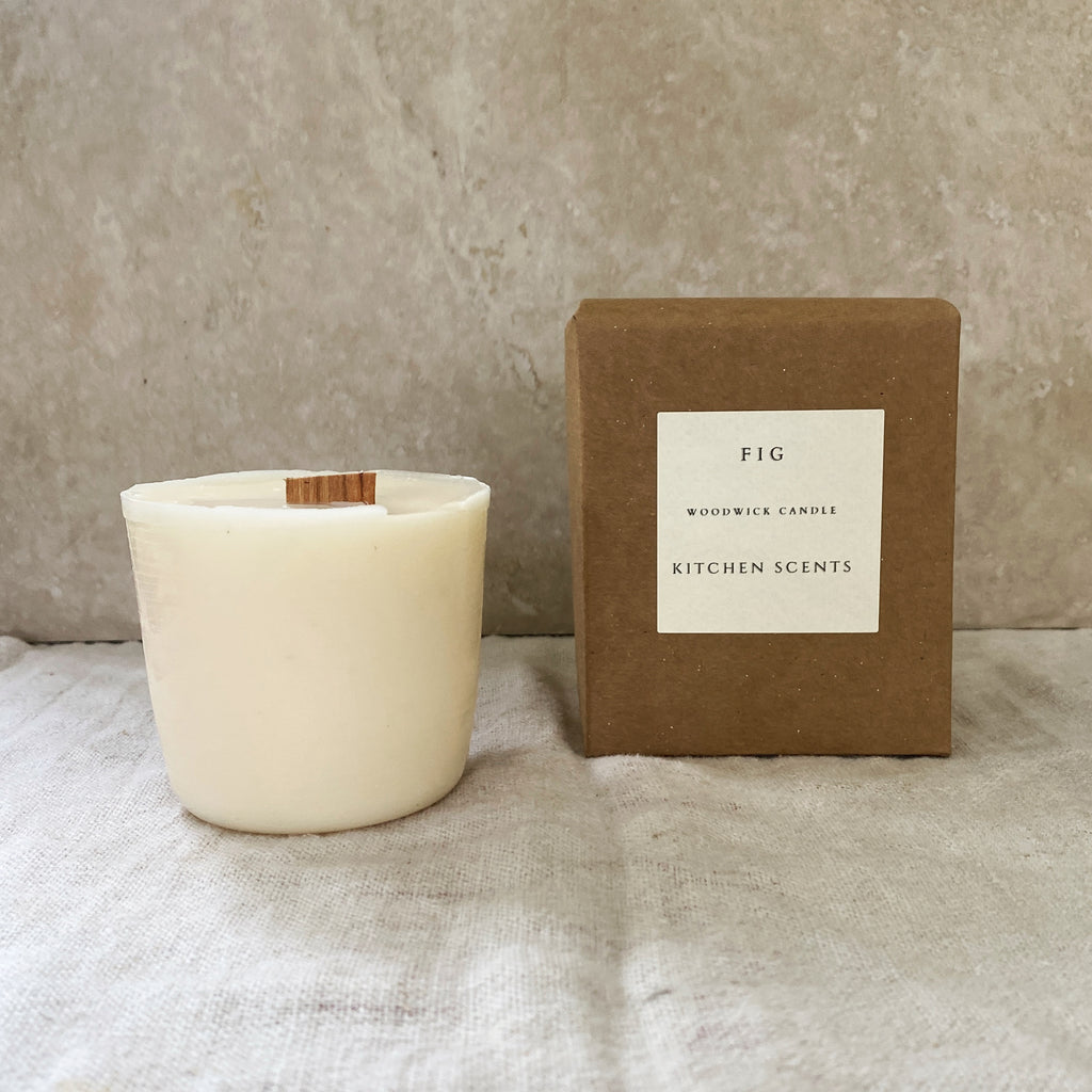 fig scented soy wax wood wick candle refill