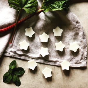 rhubarb and mint scented soy wax melts for oil burner