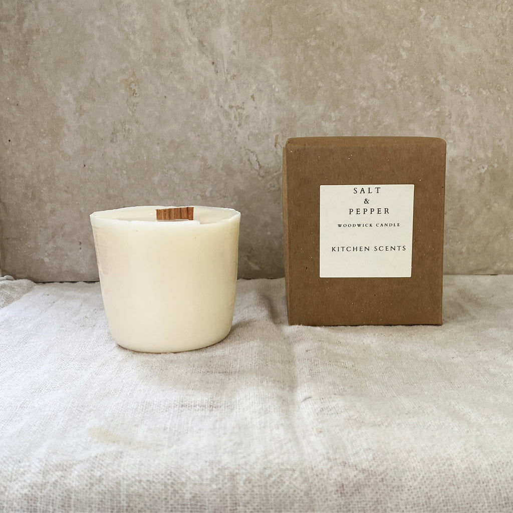 salt and pepper scented soy wax wood wick candle refill