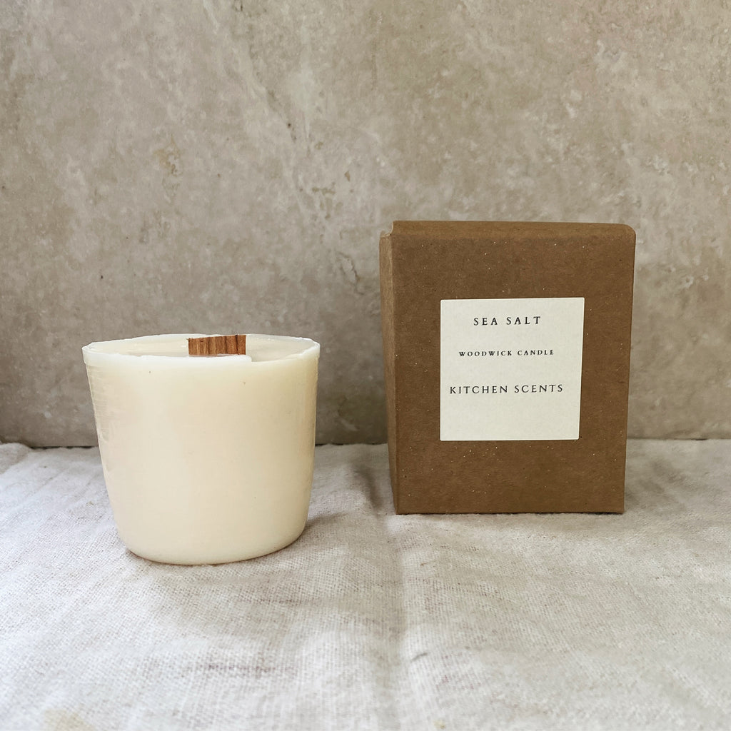 sea salt scented soy wax wood wick candle refill