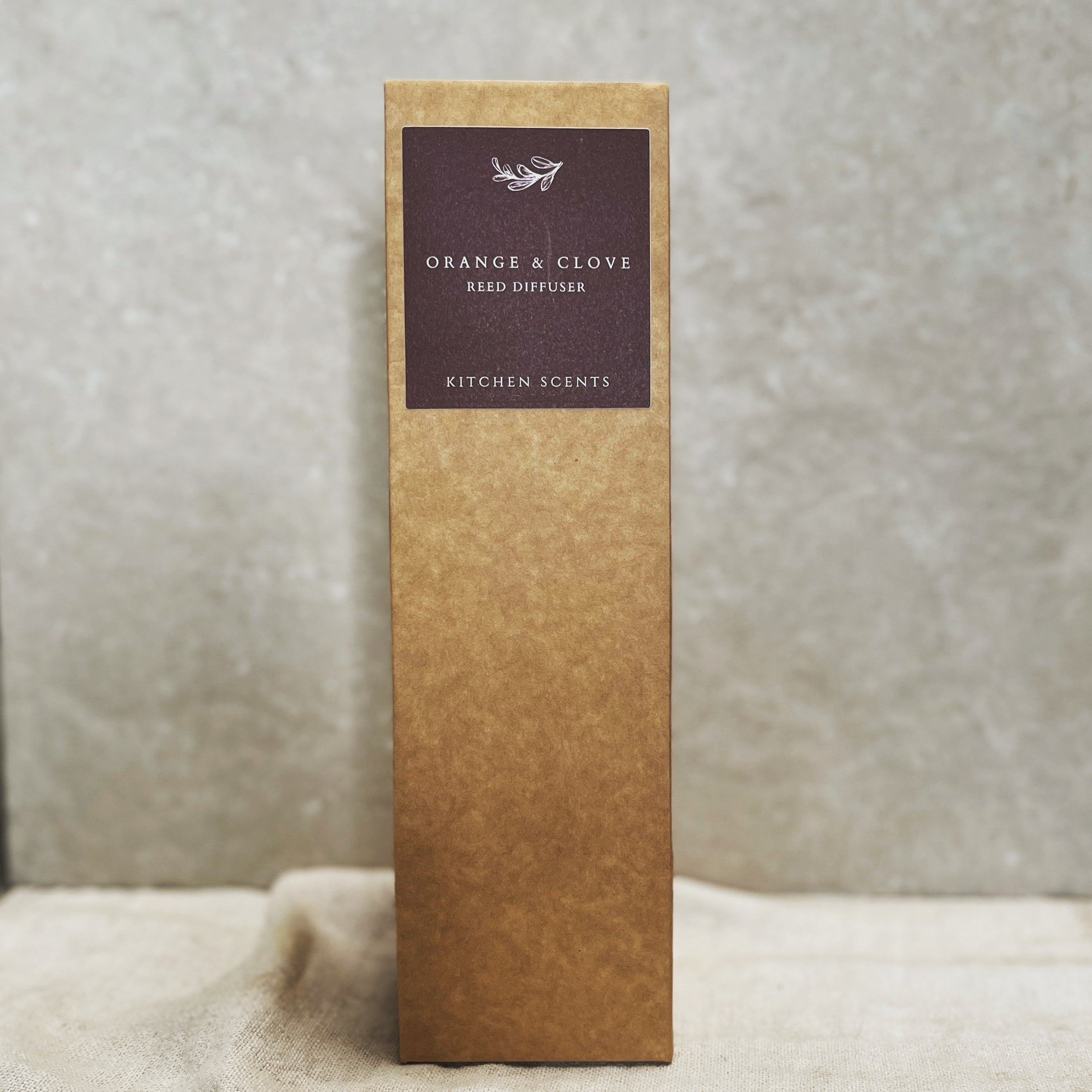 orange and clove glass bottle reed diffuser 100ml box