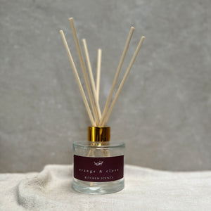 orange and clove glass bottle reed diffuser 100ml